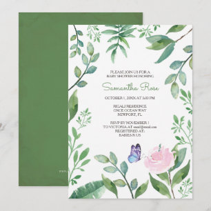 Butterfly Girl Baby Shower Invite, Pink & Blue Invitation