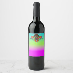 butterfly girl Flat Thank You Card Wine Label
