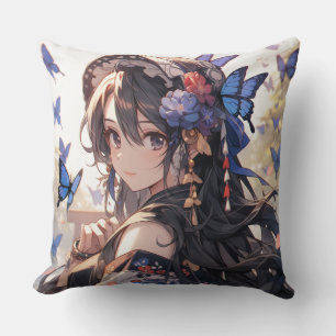 Butterfly Girl Throw Pillow
