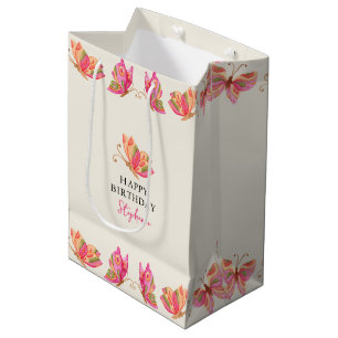 Butterfly Girls Birthday Party Medium Gift Bag