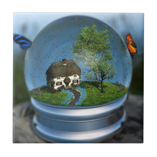 Butterfly Globe Decorative Tile (Front)