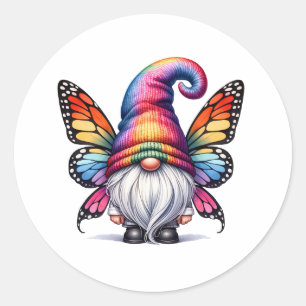 Butterfly Gnome Fantasy Classic Round Sticker