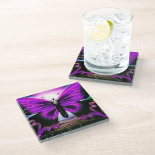 Butterfly Graffitis Glass Coaster