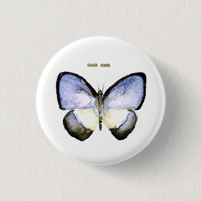 Butterfly: Green-Banded Blue 1 Inch Round Button (Front)