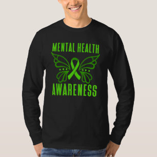 Butterfly Green Ribbon Mental Health Awareness Men T-Shirt