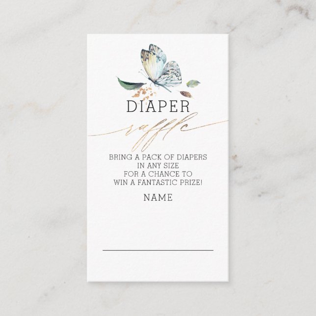 Butterfly Greenery Baby Shower Diaper Raffle Enclosure Card (Front)