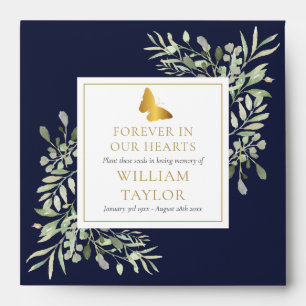 Butterfly Greenery Funeral Memorial Seed Packet Envelope