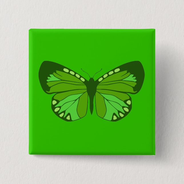 Butterfly Greens 2 Inch Square Button (Front)