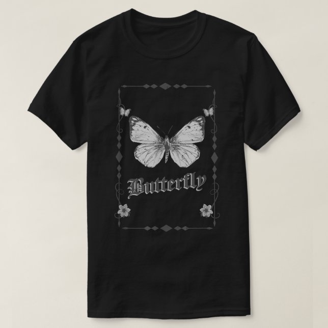 Butterfly Grunge Fairycore Esthetic Goth Fairy Gr T-Shirt (Design Front)