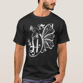 Butterfly Grunge Fairycore Esthetic Letter H Mono T-Shirt