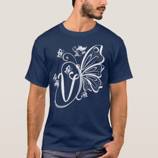 Butterfly Grunge Fairycore Esthetic Letter V Mono T-Shirt