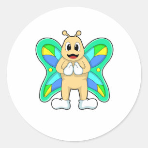 Butterfly happy classic round sticker