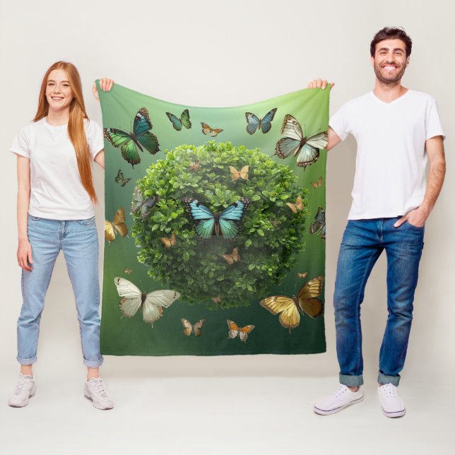 Butterfly Harmony Nature Sphere Fleece Blanket (In Situ)