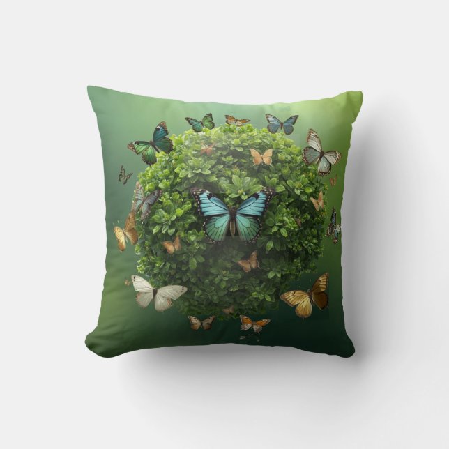 Butterfly Harmony Nature Sphere Throw Pillow (Front)