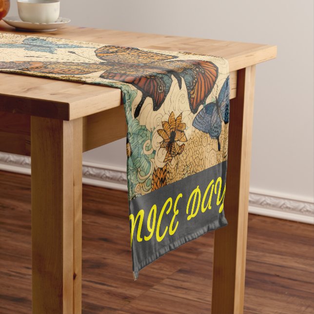 "Butterfly Haven: Elevate Your Table with Enchant Short Table Runner (In Situ)