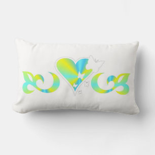 Butterfly Heart and Lily Rainbowart Lumbar Pillow