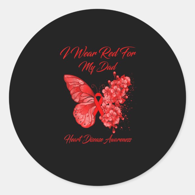 Butterfly Heart Disease Awareness Classic Round Sticker (Front)