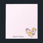 Butterfly Heart Feminine Pastel Pink Script Name Notepad<br><div class="desc">Mixed media colourful butterflies heart with faux gold glitter elements,  suitable for any occasion,  such as Valentine's day,  Mother's day,  or any other day to show your love and appreciation for someone special in your life.</div>
