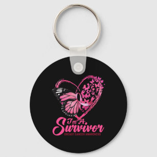 Butterfly Heart I'm A Survivor Breast Cancer Aware Keychain