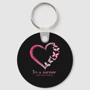 Butterfly Heart I'm A Survivor Breast Cancer Aware Keychain