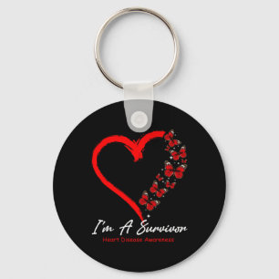 Butterfly Heart I'm A Survivor Heart Disease Aware Keychain