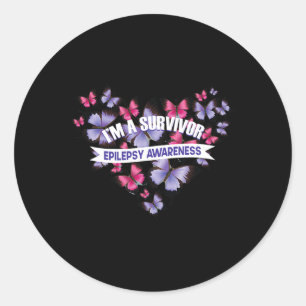 Butterfly Heart I'm A Survivor Pancreati Epilepsya Classic Round Sticker