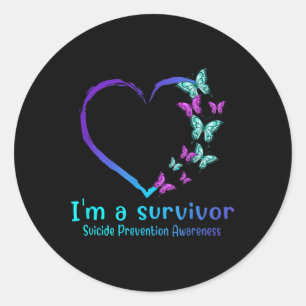 Butterfly Heart Im A Survivor Suicide Prevention A Classic Round Sticker