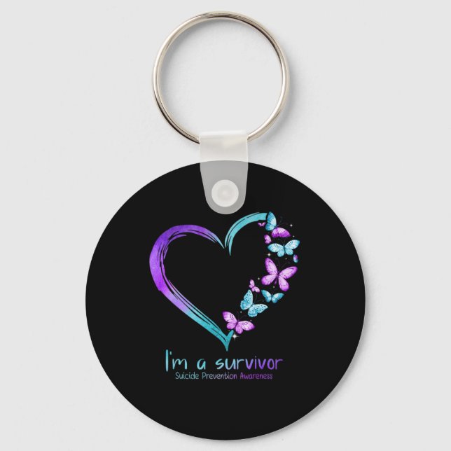 Butterfly Heart Im A Survivor Suicide Prevention  Keychain (Front)
