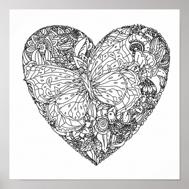 Butterfly Heart Pattern 2 Poster (Front)