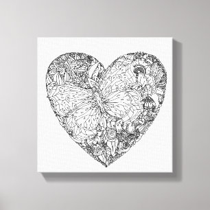 Butterfly Heart Pattern 6 Canvas Print
