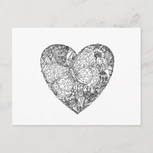 Butterfly Heart Pattern Postcard