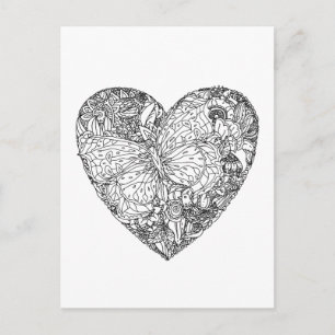 Butterfly Heart Pattern Postcard