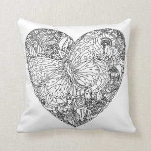 Butterfly Heart Pattern Throw Pillow