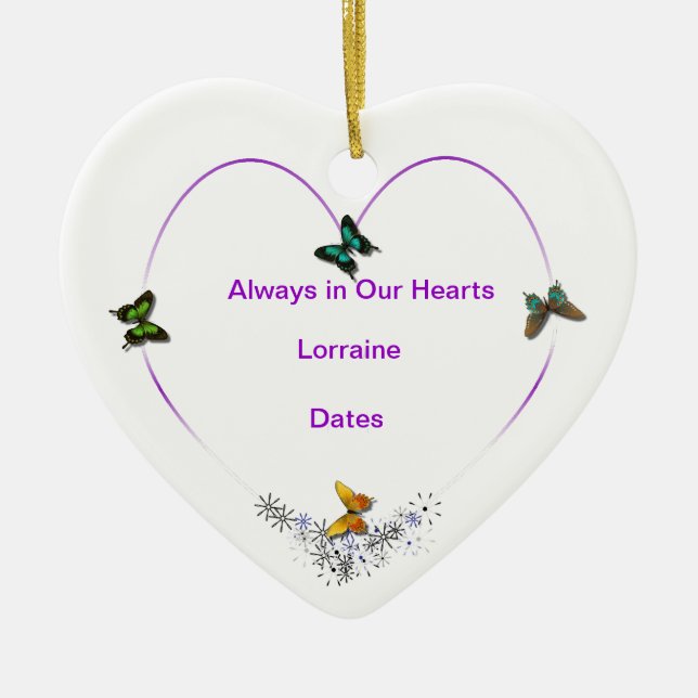 Butterfly Heart Personalized Ornament (Front)
