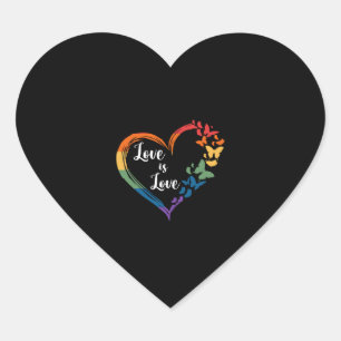 Butterfly Heart Rainbow Love Is Love LGBT Gay Copy Sticker