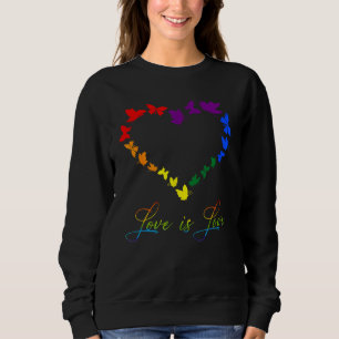 Butterfly Heart Rainbow Love Is Love LGBT Gay Lesb Sweatshirt