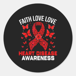 Butterfly Heart Red Faith Hope Love Heart Disease  Classic Round Sticker