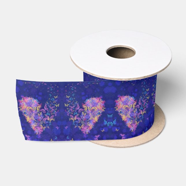 Butterfly Heart Ribbon - Love Satin Ribbon (Spool)