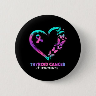 Butterfly Heart Ribbon Thyroid Cancer Awareness 2 Inch Round Button