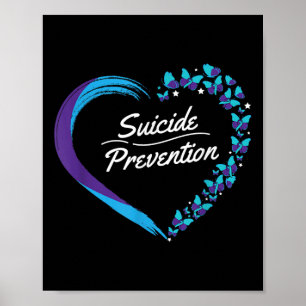 Butterfly Heart Suicide Awareness Mental Health Poster