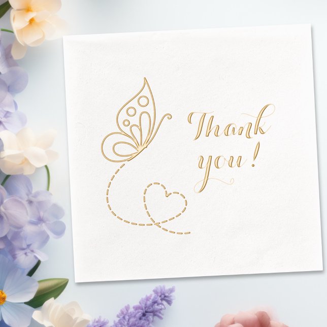 Butterfly Heart Thank You Foil Napkins (Creator Uploaded)