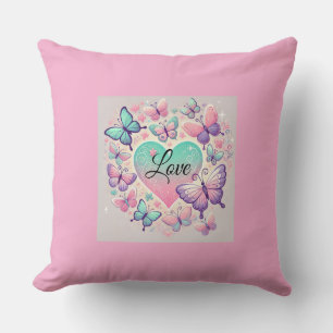 "Butterfly Heart Throw Pillow" Pillow