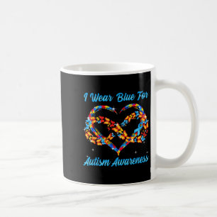 Butterfly heart wear blue for autism awareness coffee mug