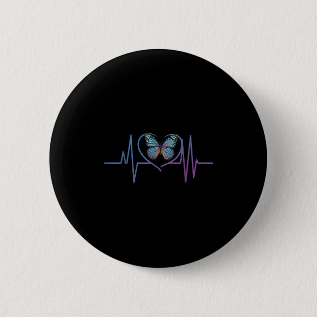 Butterfly Heartbeat Suicide Awareness  2 Inch Round Button (Front)