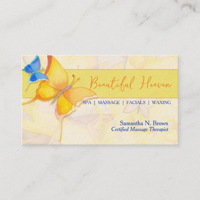 Butterfly Heaven Massage Spa Business Card (Front)