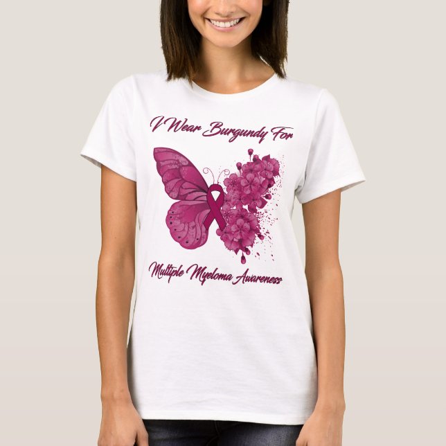 Butterfly Her Fight is My Fight Multiple Myeloma  T-Shirt (Front)