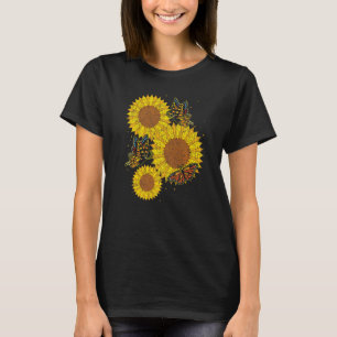 Butterfly Hippie Flower Blossoms Sunshine Sunflowe T-Shirt
