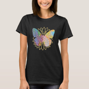 Butterfly Hippie Sunflower Peace Sign Sunflower Fl T-Shirt
