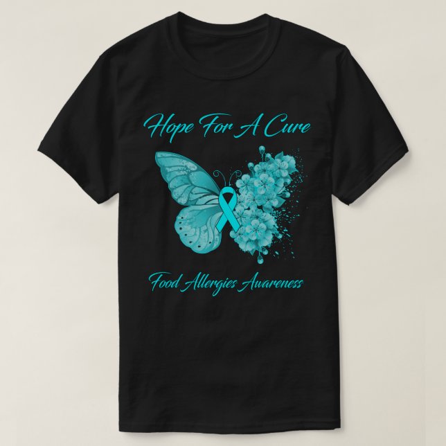 Butterfly Hope For A Cure Food Allergies Awareness T-Shirt (Design Front)