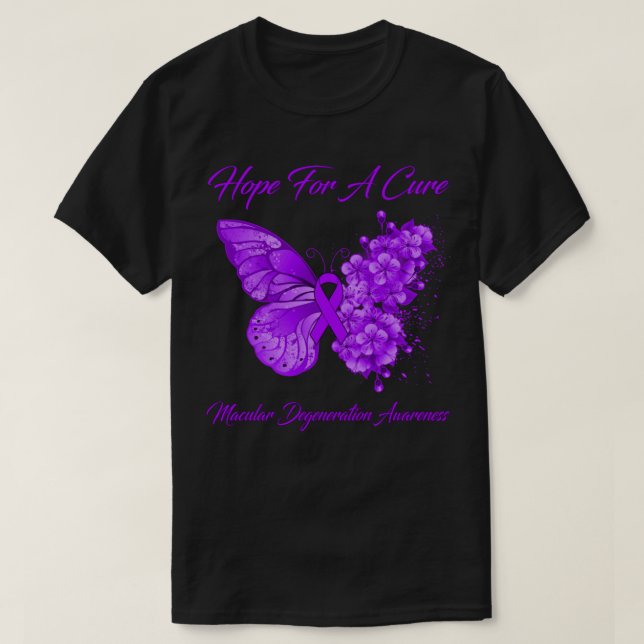 Butterfly Hope For A Cure Macular Degeneration Awa T-Shirt (Design Front)